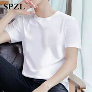 SPZL輕奢高檔品牌短袖T恤男士新款圓領(lǐng)夏季寬松舒適潮流休閑半袖 短袖-純白色 4XL 【150-170斤】