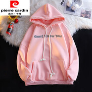 皮爾卡丹（pierre cardin）小熊可愛(ài)耳朵衛衣女春秋oversize連帽薄款外套ins潮寬松慵懶上衣 Gent兩只小熊薄款-粉色 M