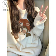 詩蒂淑圓領(lǐng)毛衣女秋冬內(nèi)搭2025新款日系慵懶風寬松溫柔保暖針織衫女上衣 3581 S