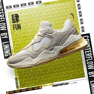 李寧（LI-NING）休閑鞋男鞋COUNTERFLOW源新款NEON氣墊減震休閑運(yùn)動(dòng)鞋男AGCP117 兔毛灰/乳白色/月光灰-4 40