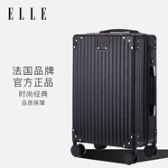 ELLE法國20英寸黑色拉桿箱時(shí)尚行李箱萬向輪旅行箱密碼鎖拉鏈密碼箱