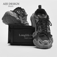 AIJI品牌老爹鞋男士輕奢休閑鞋秋冬新款運動(dòng)厚底潮款板鞋高檔鞋子男款 黑色 36【標準運動(dòng)鞋碼】