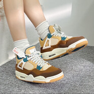 耐克（NIKE）aj女鞋 Air Jordan 4 gs 低幫耐磨透氣運(yùn)動(dòng)休閑鞋aj4復(fù)古籃球鞋 FB2214-200 棕白 38