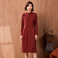 亦朵秋冬女裝打底連衣裙女中長(cháng)款羊毛連衣裙針織裙子百搭優(yōu)雅氣質(zhì)長(cháng)裙 橘紅 M
