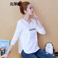 長(cháng)袖T恤女上衣打底衫秋冬季 價(jià)秋冬季款韓版長(cháng)袖T恤女上衣寬松白色體恤長(cháng)袖打底衫 monday XL 120斤~135斤