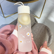 卡西菲（kaxifei）水杯男玻璃杯女磨砂簡約夏天便攜杯子小清新森系創(chuàng)意個性潮流茶杯 三朵花 -異形白色