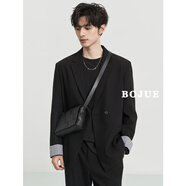伯爵卓爾休閑西服男士單西裝外套春秋男袖口撞色設計感 C311022 隕石黑 3XL
