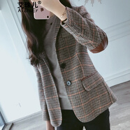 艾珠兒格子小西裝外套女2025春秋季新款女裝韓版氣質(zhì)格紋女士小西服上衣 圖片色 M