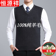 恒源祥純羊毛絨衫羊毛背心男V 領(lǐng)純寬松大碼針織毛衣秋冬坎肩中年馬甲爸爸裝純全100 1679深灰純全100 175XL純全100