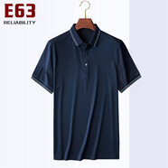 E63短袖polo夏裝短袖新品男士商務(wù)翻領(lǐng)純色短袖t恤時(shí)尚休閑薄款體恤衫高檔中青年男裝爸爸裝 藏青20 XXL/185