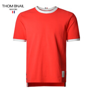 thombnail TB男裝純棉百搭短袖男T恤夏裝加大碼四條杠圓領(lǐng)厚休閑體恤衫 紅色 L 2碼