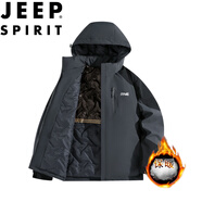 JEEP SPIRIT吉普棉衣男連帽秋冬夾克襖子棉服保暖連帽防風(fēng)上衣 高級(jí)灰 L