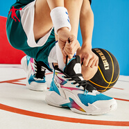 喬丹（QIAODAN）兒童籃球鞋中大童男童網(wǎng)面透氣小學生專業(yè)訓練球鞋男童運動鞋 喬丹白/智能藍 34碼