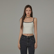 CHUU字母提花背心女2025夏季新品百搭無袖基礎(chǔ)休閑辣妹撞色吊帶 米白色 均碼