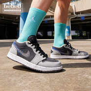 耐克（NIKE）【bebe8】耐克AJ1 NIKE AIR JORDAN 1 LOW 喬1低幫男女休閑籃球鞋 灰藍黑縫線DM4657-001 41