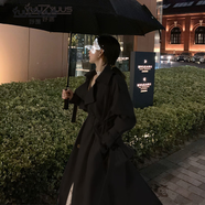 妤遇（YUUZYUUS）高檔品牌女裝風衣女2025秋季夏款英倫風大衣卡其色中長款過膝 黑色 XL