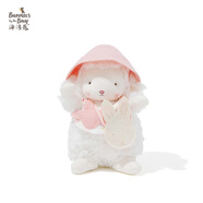 海灣兔Bunnies 小羊玩偶公仔安撫抱睡布娃娃動物毛絨玩具兒童女生日禮物 824159 粉色系小兔圍兜套裝 含羊 17cm