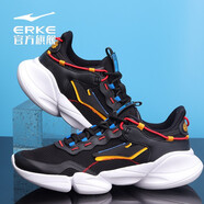 鴻星爾克（ERKE）【斷碼淸倉】跑步鞋男紅星旗艦網(wǎng)面透氣旅游鞋舒適耐磨減震慢跑鞋 正黑/大學(xué)紅 39