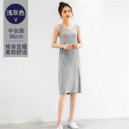 吊帶背心裙女夏外穿中長(zhǎng)款連衣裙無(wú)袖內(nèi)搭打底裙寬松A字裙 淺灰色中長(zhǎng)款 M 80-100斤