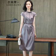 衣典零一（LEDIALYI）真絲連衣裙女裝2025夏季新款杭州高端氣質(zhì)品牌中年桑蠶絲裙子夏天 高級(jí)灰 L