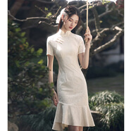 KAHTOP2025春夏新款連衣裙歐若風(fēng)新中式仙女超仙森系設計感收腰裙子YGW 時(shí)尚中國風(fēng)杏色 L