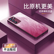 鉆致opporeno6手機殼reno6pro+玻璃簡(jiǎn)約輕奢新款保護套輕薄全包直邊防摔散熱硬殼高級創(chuàng  )意男女款 reno6pro【梅子色-流光羽毛】 金屬漆玻璃保護套