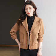 歌米拉（Gemila）小香風短外套女春秋上衣短款2025年新款雙面呢小個子休閑呢子大衣 駝色 M  【建議 100-110斤】