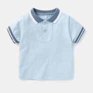 贏一貝嬰兒衣服POLO衫短袖T恤0-3歲男童夏裝寶寶女小童上衣兒童幼兒外出 藍色 73cm