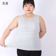 炙夏彈力棉女士條紋背心加肥加大碼吊帶大版超彈無袖打底汗衫胖m200斤 灰白條 4XL 150-170斤