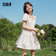 Semir森馬連衣裙女泡泡袖繡花碎花裙夏歐根紗甜妹公主裙 紅色調(diào)00366 M 160/84A