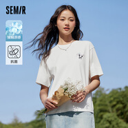 森馬（Semir）鄭合惠子短袖t恤女小寬松涼感上衣國風(fēng)萌物印花短袖女新款2024年 【熱賣(mài)】可愛(ài)熊貓-本白10102 S