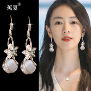 蕉夏耳環(huán)2024年新款潮氣質(zhì)耳墜設(shè)計感韓國網(wǎng)紅大氣花朵耳飾 冰雪美人金色