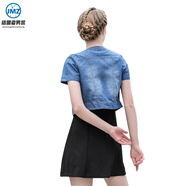 結(jié)盟者 牛仔小外套女夏季短款夏天短袖外搭開衫薄款上衣百搭 深藍(lán)色 L