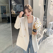 妙奕嘉西裝外套女士春夏西服外套休閑通勤小西裝新款氣質(zhì)百搭外套上衣女 氣質(zhì)百搭西裝外套【米白色】 L （參考105-115斤）