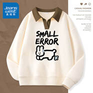 真維斯（JEANSWEST）衛(wèi)衣女外套春秋冬季新款polo領(lǐng)撞色寬松上衣服女生長(zhǎng)袖設(shè)計(jì)感女裝 米色 小尷尬黑 L 【推薦體重121-140斤】