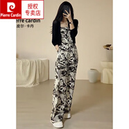 皮爾卡丹（pierre cardin）高端運動套裝女夏季2025年新款時髦洋氣上衣連體褲兩件裝減齡休閑 水墨畫連體褲 S(80-95斤拍)