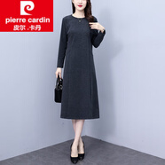 皮爾卡丹（pierre cardin）毛呢灰色連衣裙女長(cháng)袖2025新款女中年呢子冬季長(cháng)裙女裝冬品 灰色 M