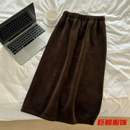 tromlfz松緊高腰燈芯絨半身裙女秋冬加絨a字過(guò)膝垂感開叉中長(zhǎng)款包臀長(zhǎng)裙 咖啡薄-冬季半身裙秋冬 M-冬季半身裙秋冬