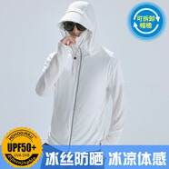 靈虬防曬衣服男士長(cháng)袖輕薄透氣披肩斗篷冰絲輕薄透氣釣魚(yú)防曬服防曬衫夏季男潮 白色XL（建議體重110-130斤）