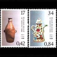 東吳收藏 集郵 中外聯(lián)合發(fā)行 外國郵票部分之一 2001年 比利時 陶瓷