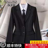 訫噯逸衫黑色小西裝外套女正裝職業(yè)裝工作服大學(xué)生面試工裝西服套裝 單件-黑色西裝 M（建議體重90-102斤）