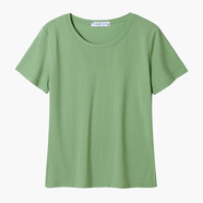 艾路絲婷夏裝短袖T恤女上衣韓版修身圓領(lǐng)純色棉體恤TX3361 豆沙綠 155/80A/S
