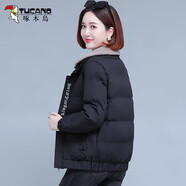 啄木鳥棉服女2023新款冬季常規(guī)保暖女冬季冬羊羔絨品牌棉衣短外套女 黑色[羊羔毛領(lǐng)/可拆卸] M (建議80-100斤)