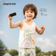 aqpa【135g新疆棉】夏款寶寶背心無袖薄上衣純棉兒童坎肩新生嬰兒背心 萌趣世界（后背網(wǎng)眼款） 90cm