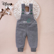 木清清寶寶背帶棉褲冬季加厚外穿夾棉開(kāi)檔女兒童衛褲男嬰幼兒背帶褲秋冬 灰色 80 建議半歲到一歲