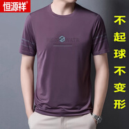 恒源祥（HYX）冰絲短袖t恤男圓領(lǐng)寬松體恤上衣2025夏季新款潮流半袖男裝 6318款 紫色 180/XXL