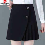 皮爾卡丹百褶裙冬季女新款韓版高腰a字半身裙顯瘦百搭遮肚黑色職業(yè)短裙 黑色百褶裙 S 推薦85-95斤