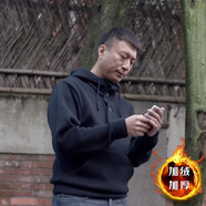 倉石一樹2025年美式復(fù)古春秋黑色潮牌加絨孫紅雷同款連帽衛(wèi)衣男太空棉外套 黑色【加絨】 XL