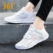 361°女鞋運(yùn)動(dòng)鞋女夏季網(wǎng)鞋361度網(wǎng)面透氣女士休閑鞋百搭旅游跑步鞋子 白/粉2261 38
