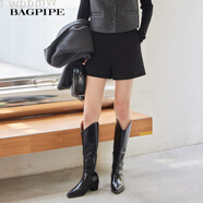 風(fēng)笛（Bagpipe）風(fēng)笛2024冬季新款西裝毛呢短褲女外穿高腰顯瘦小個(gè)子休閑褲 黑色  L 165
